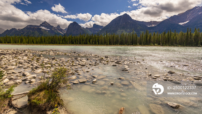 nature sceneries along the Highway from Prince George to Jasper National Park, Alberta, Canada