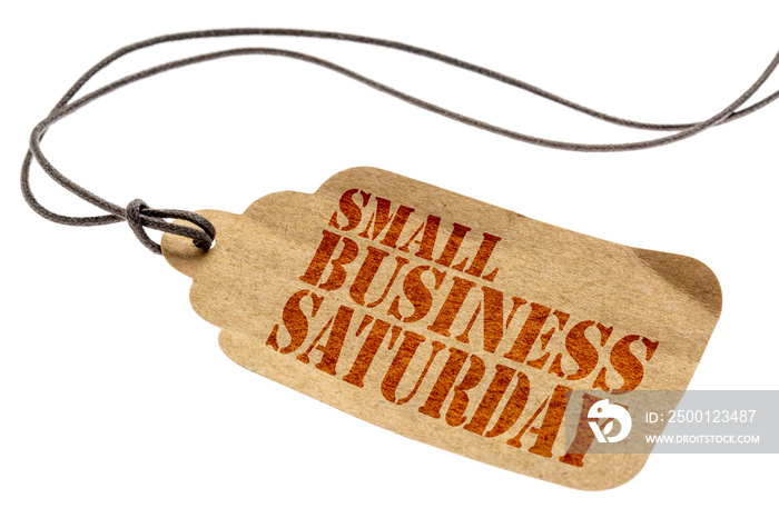 Small Business Saturday text on paper price tag