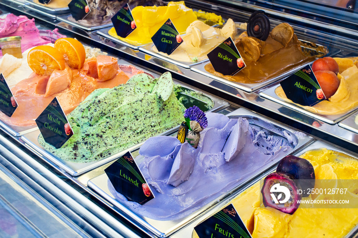 Flavors of ice cream in store