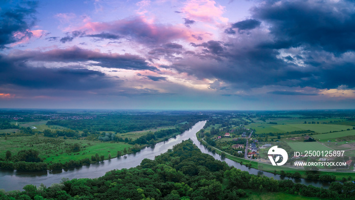 Odra in Opatowice panorama aerial view