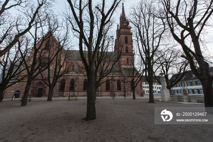 the cathedral in basel in switzerland, the landmark of the city.