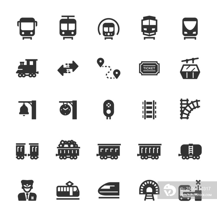 Icon set - train and transportation