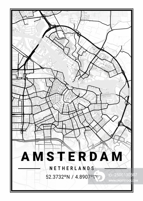 Amsterdam - Netherlands Light City Map