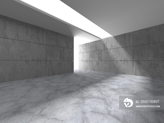 Dark concrete empty room. Modern architecture design