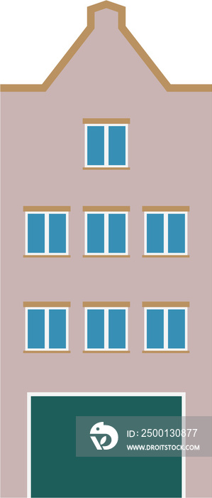 Colorful classic row houses collection front elevation view.