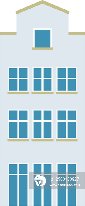 Colorful classic row houses collection front elevation view.