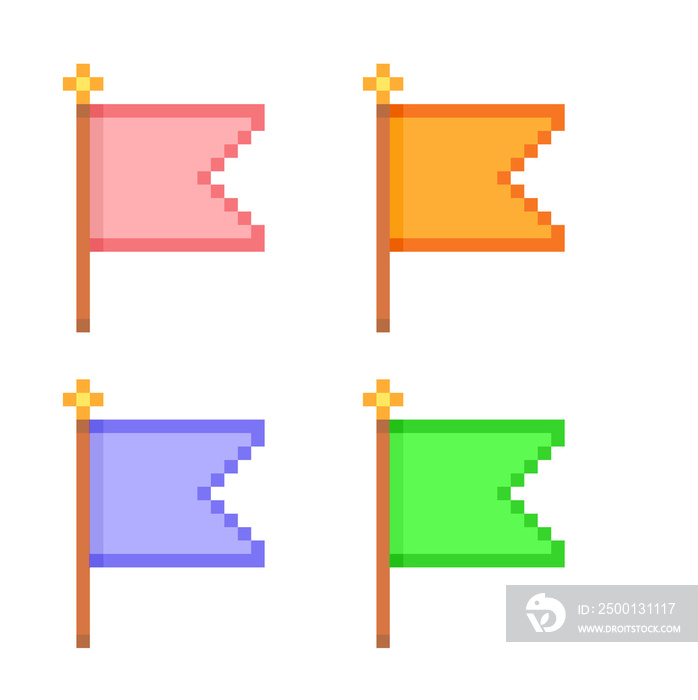 Pixel Illustration of 4 flags