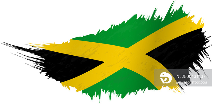 Flag of Jamaica in grunge style with waving effect.