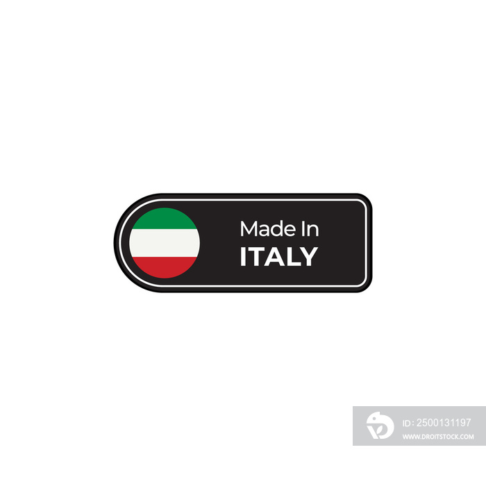 Made in Italy png black label design with flag