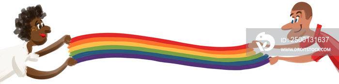 LGBTQIA+ people spreading pride flag