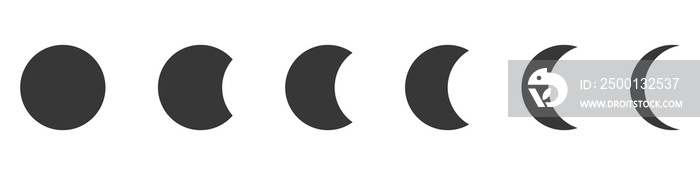 Moon icons set in different shapes. Moon, month and crescent. Vector illustration