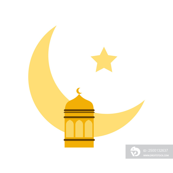 illustration of islamic mosque with moon and star decoration
