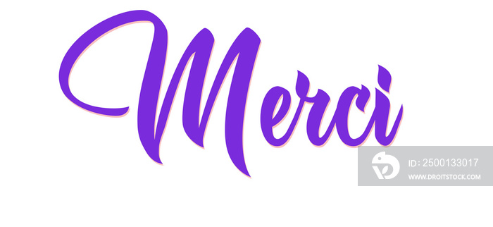 Merci - thank you written in french - violet color - picture, poster, placard, banner, postcard, card.  png