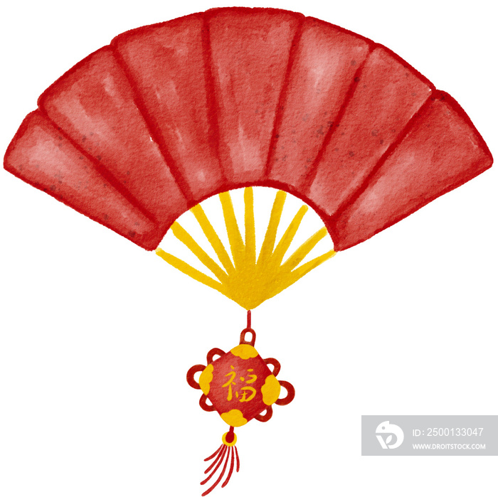 fan chinese new year watercolor png