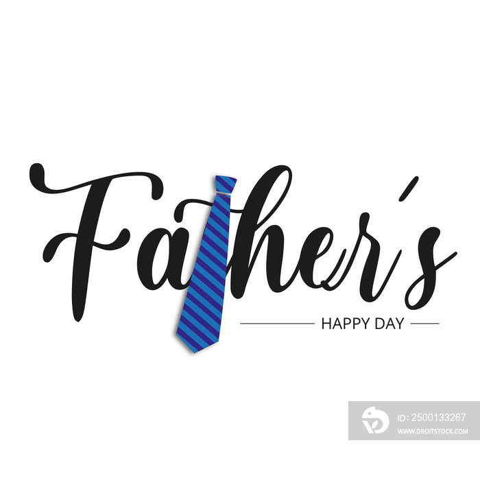 Cartel Feliz dia del padre con una corbata sobre un fondo blanco liso y aislado. Vista de frente y de cerca. Copy space