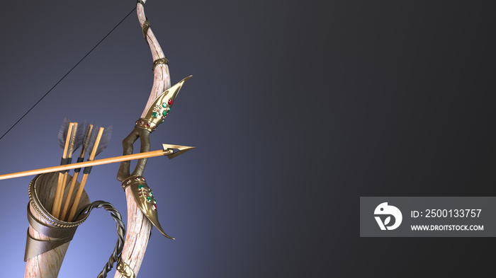 bow and arrow attributes of the dussehra holiday 3d render presentation background