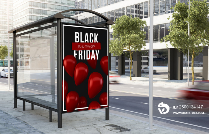 bus stop black friday billboard