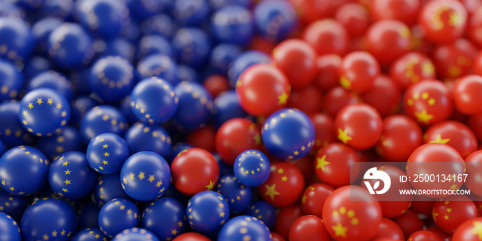 Political relationships between China and Europe, original 3d rendering