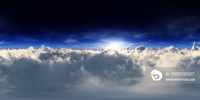 Panorama of clouds, HDRI, environment map , Round panorama, spherical panorama, equidistant projection, panorama 360, flying above the clouds,sky above the clouds, 3D rendering