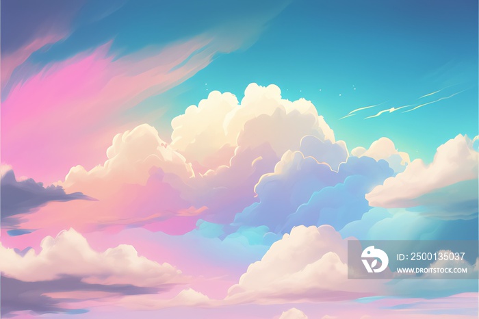 rainbow pastel watercolor sky clouds background