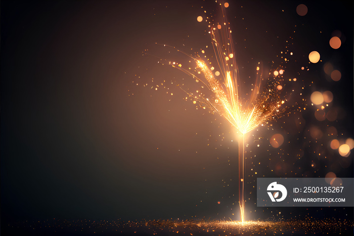 Happy New Year, Sparklers shining with bright sparks and bokeh festive silvester party background, Made by AI, Artificial intelligence