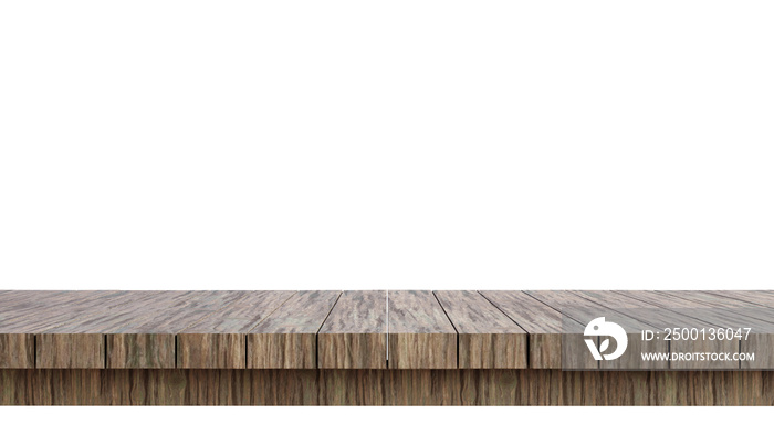 Wooden table top isolated on transparent background 3d rendering png