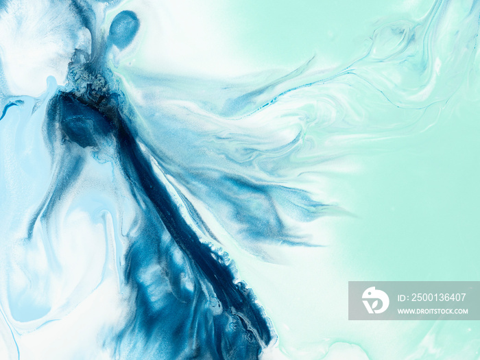 Fantastic Blue and green creative abstract hand painted background, marble texture, abstract dance