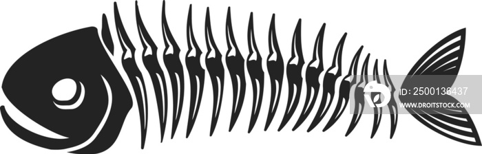 Ribs, head and tail of fish skeleton silhouette