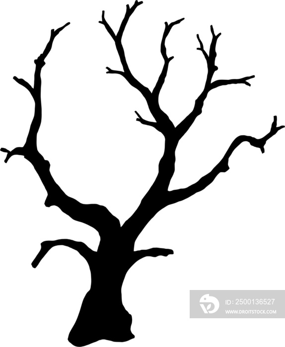 simplicity halloween dead tree freehand drawing silhouette flat design.