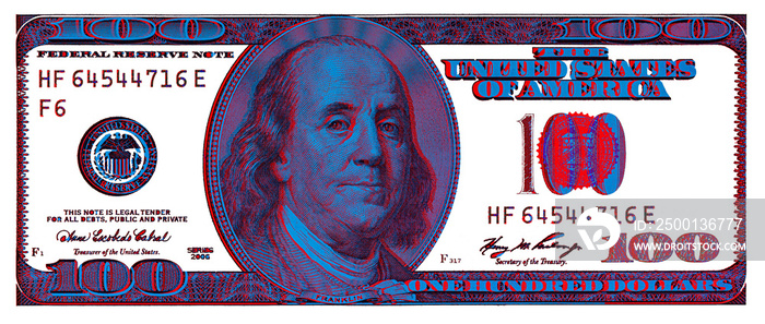 Transparent 100 US  dollar banknote