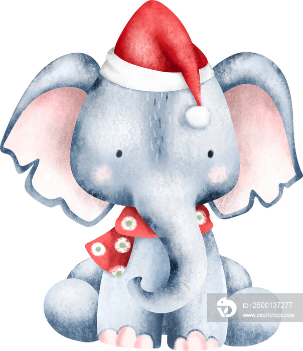 cute elephant with Christmas ornaments