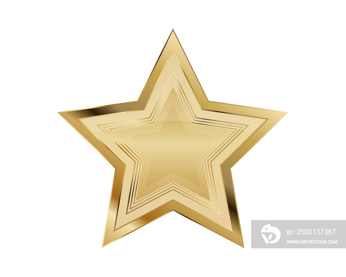 Golden star on transparent background