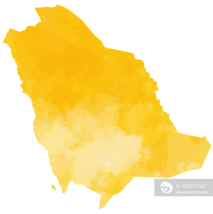 Saudi Arabia map water color illustration styles isolated on transparent background.