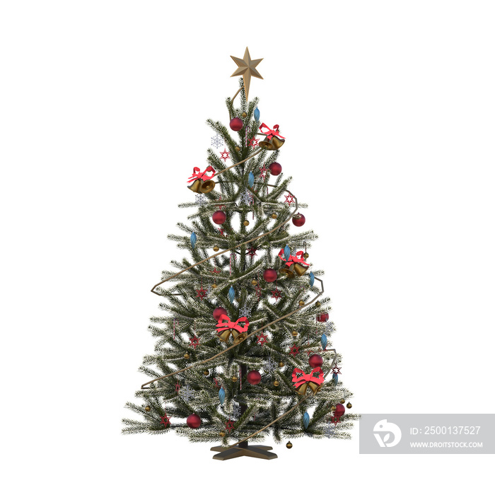Christmas tree with decorations, isolate on a transparent background, 3d , cg render