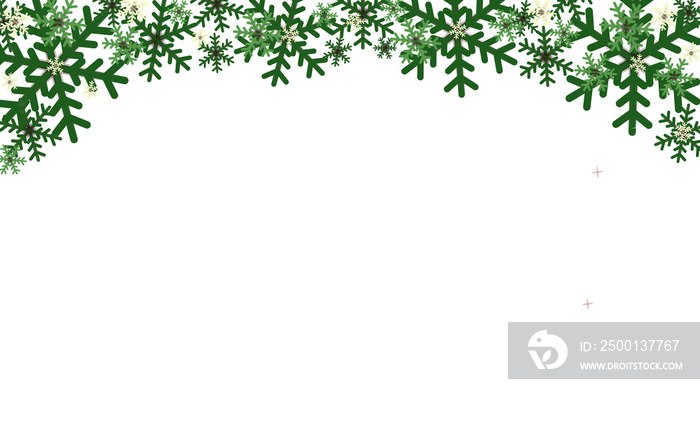 Illustration. Green snowflakes on a transparent background with a place for writing, PNG. Background, pattern, concept of New Year holidays, Christmas