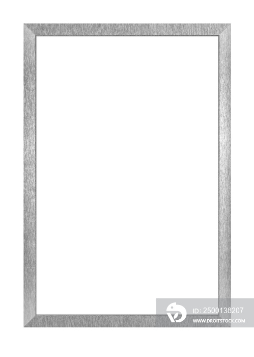 Modern silver Frame of aluminum isolated with clipping path on white background. metal texture background with aluminum brushed silver stainless for interior