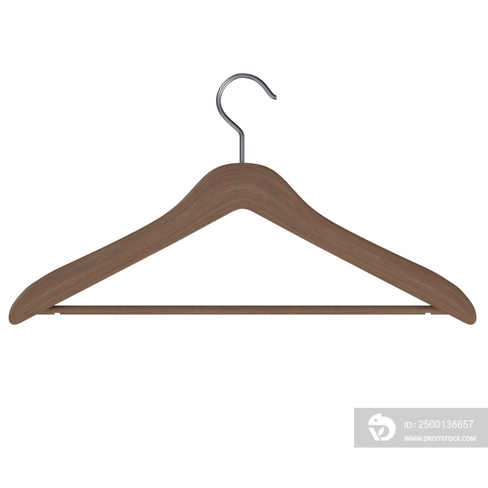 3d rendering illustration of a wooden coat hanger