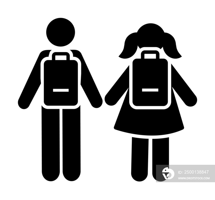 Man girl students classmates pictogram icon on white background