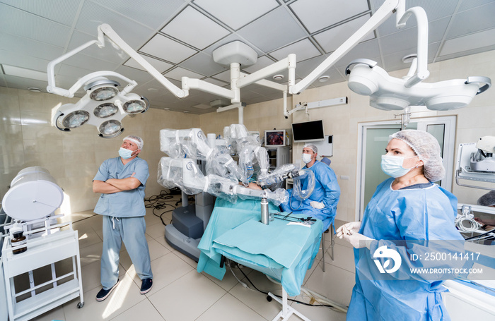 Modern surgical system. Medical robot. Minimally invasive robotic surgery.