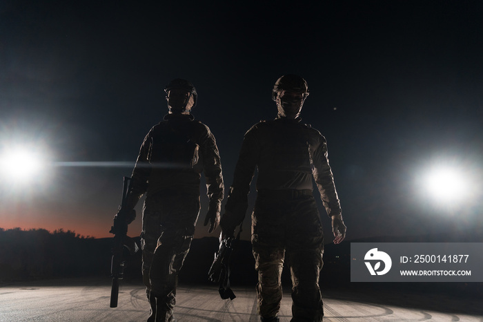 soldiers squad in night mission