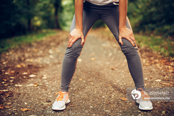 Woman resting after running