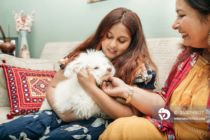 South Asian Mother and daughter portraits at home