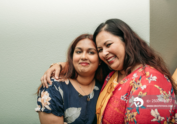 South Asian Mother and daughter portraits at home