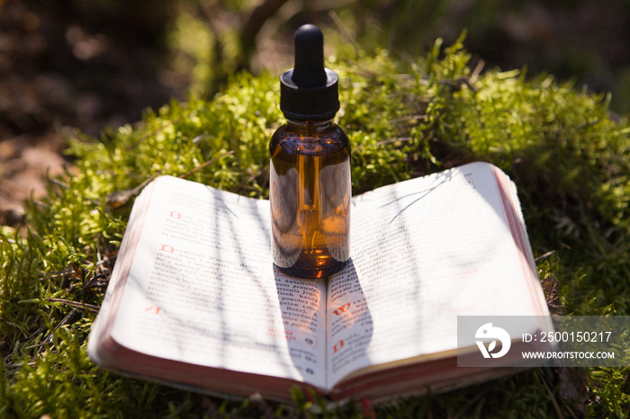 Old books and bottle - alternativ medicine.