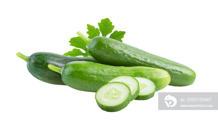 Cucumber with leaf isolated on transparent png