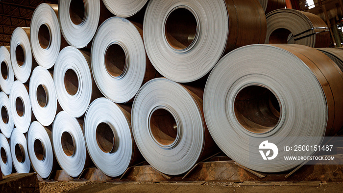 Sheet steel rolls in stock