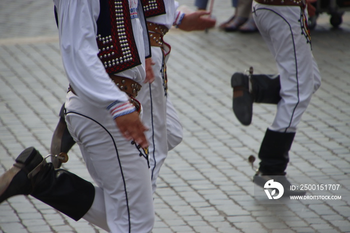 Slovak folk dance in the street