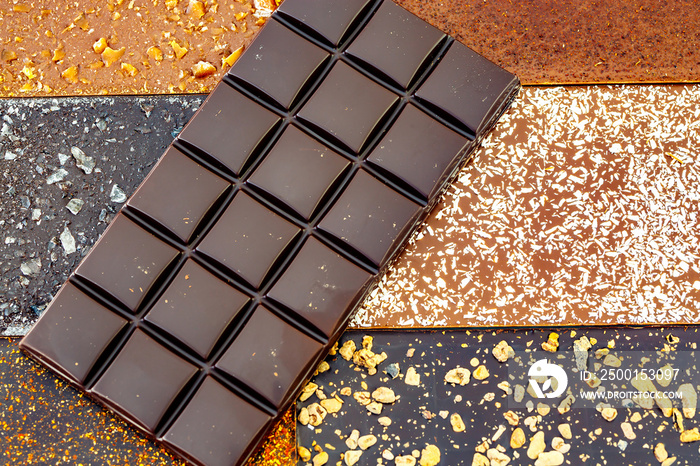 assorted artisanal chocolate bars background