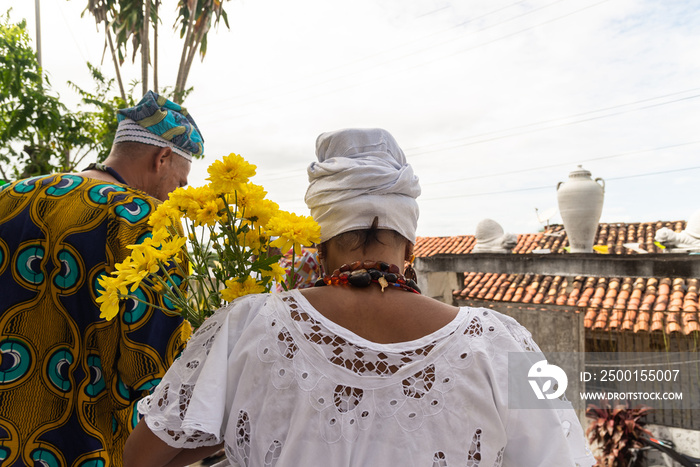 Candomble members worshiping at the religious house in Bom Jesus dos Pobre district, Saubara city.