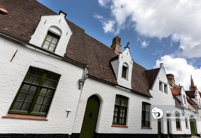 Belgian traditional architecture, white houses.